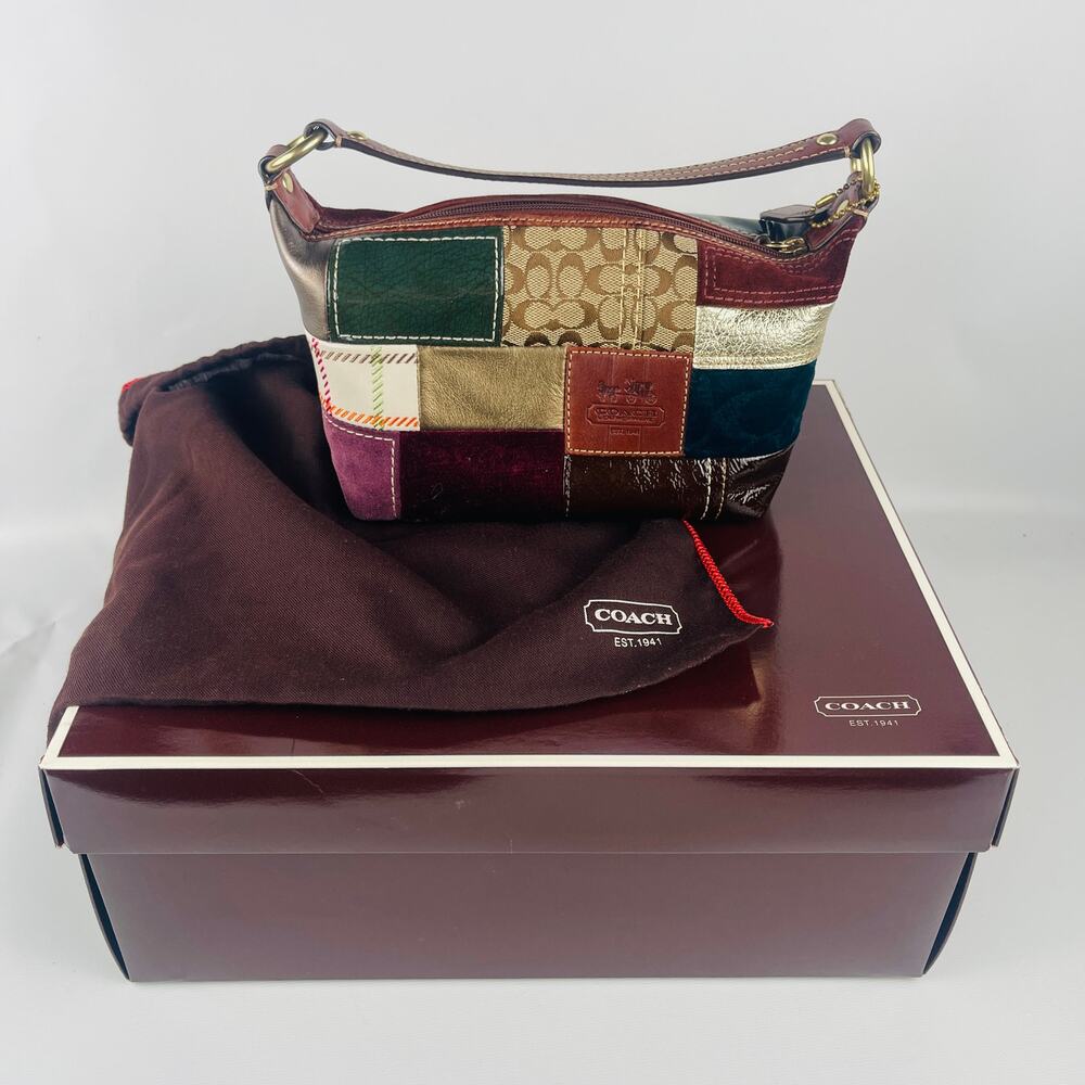 Vintage Coach Y2K Holiday Patchwork Demi Hobo Bag with Box / Dust Cover